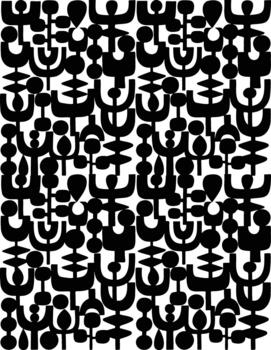 A monochrome pattern showcasing an array of diverse shapes in black and white. vector