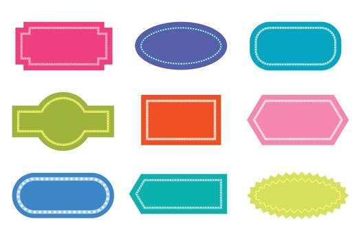 Various shape label for element, frame, social media and event. Editable stroke vector