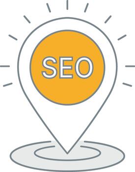 Location pin with S E O text and radiating lines search engine optimization map marker vector