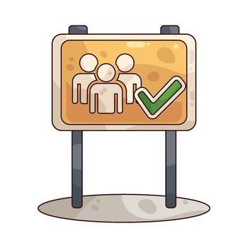 Illustration of emergency assembly point with check mark vector