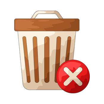 Trash Bin with Red X Mark vector