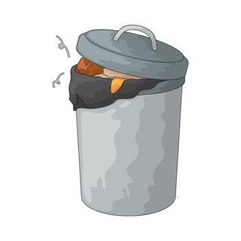 Illustration of Trash Can with Lid Open vector