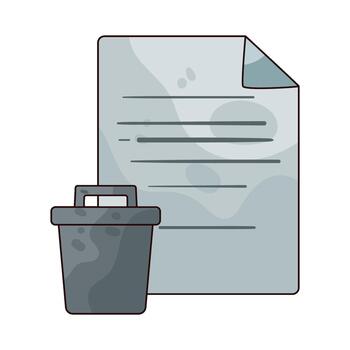 ilustración de basura lata con papel documento vector