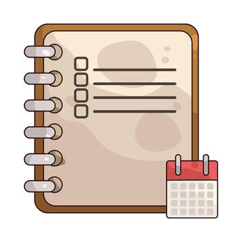 ilustración de cuaderno con Lista de Verificación y calendario vector