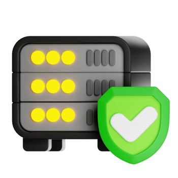 server cremagliera con scudo proteggere dati con segno di spunta png