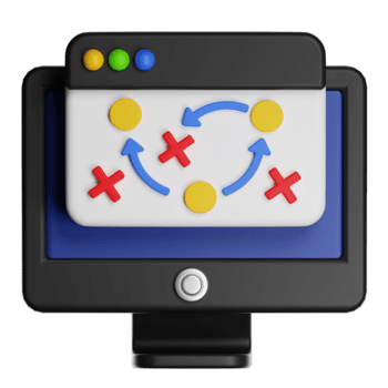 computador monitor exibindo estratégico jogos plano planejamento navegador png