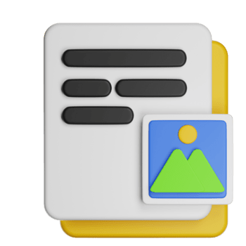 Document text file with image icon 3d rendering png