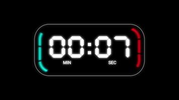 digital klocka 10 andra timer nedräkning. nedräkning timer animering video