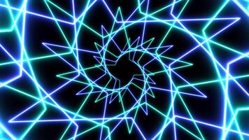 Futuristic Glowing Helix. A Seamless 4K Abstract Background with a Rotating Neon Spiral Shape for Sci-Fi Projects video