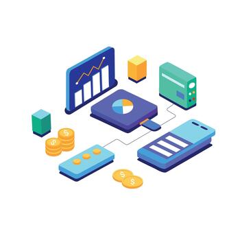 Financial analysis tools and data visualization vector