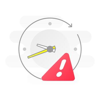 illustration of clock with circular arrow. retry error, temporary failure, system timeout, request delay. for UI design, app notifications, system alerts, loading issues, technical error messages vector