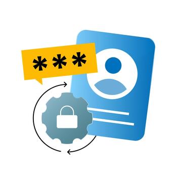 ilustración de cuenta seguridad con candado, carné de identidad tarjeta, contraseña. regular contraseña actualizar recordatorio, identidad proteccion, la seguridad cibernética mantenimiento, seguro acceso, y datos seguridad. intimidad conciencia vector