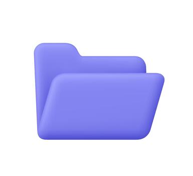 Purple open folder. Business, file management, digital file, data storage, organization and technology concept. 3d icon. Cartoon minimal style. vector