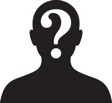 Anonymous silhouette with question mark in head on white background vector