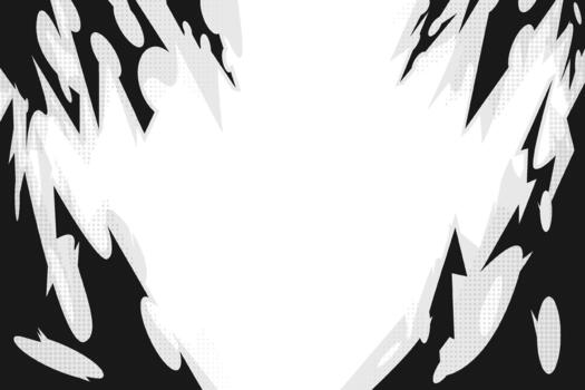 Abstract Black and White Comic Cartoon Frame Background with Halftone Texture and Sharp Lines vector