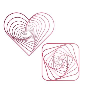 Abstract gradient heart and square outline tunnel pattern design , illustration vector