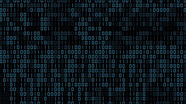 Blue Binary Code Matrix on Black Digital Background vector