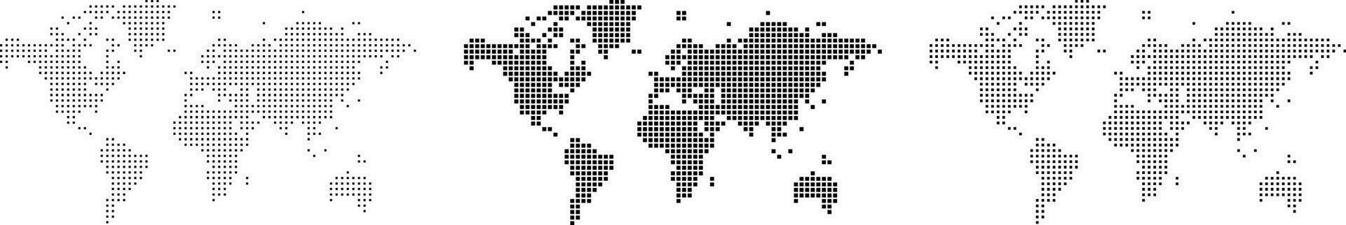 Set of world map in square shape pattern. Square dot map showcasing a powerful design element for geographical graphic design elements for technology company background vector