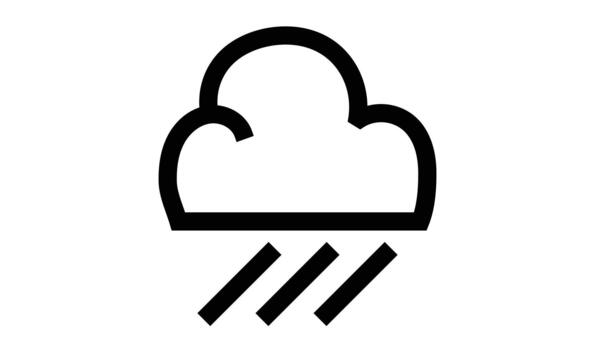 Rain cloud icon isolated om transparent background. Weather forecast line icon. Stylized Cloud with Diagonal Lines for Forecast Apps, Seasonal Graphics vector