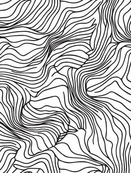 Abstract Black and White Line Art Swirling Waves Texture Background vector