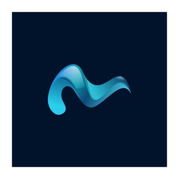 Abstract Glossy Letter M with Gradient Blue and Cyan Colors on Dark Background vector