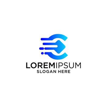 Abstract Graphic Design With Blue Gradient Arrow Shape and Text on White Background vector