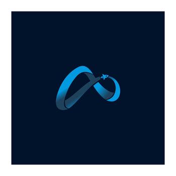 Abstract Graphic With Blue Infinity Loop On Dark Blue Background vector