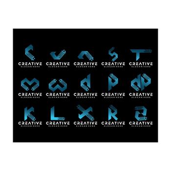 Abstract Teal Graphic Font Letters on Black Background with Digital Style vector