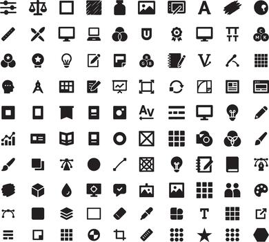 Set of design and editor tools icons in format provides designers with essential elements for creating and editing graphics vector