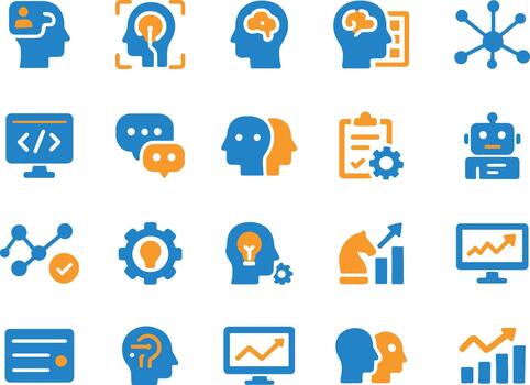 AI Brainstorming Ideas Artificial Intelligence Concepts Icons vector