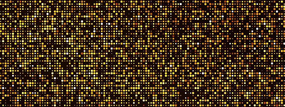 Golden halftone disco background with sparkling pattern. Dots, circles, glitter spots, shimmer particles create luxurious texture. premium design with geometric elements. vector
