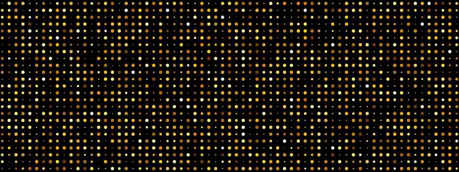 Gold and black disco background with scattered golden dots. Sparkling pattern features halftone circles, glitter particles across dark backdrop. luxury design with premium texture elements. vector