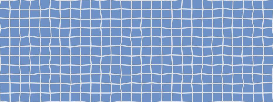 Blue grid pattern wallpaper. Paper notebook lines create squares, blocks with wavy checker texture. seamless school backdrop. Graph sheet design for math education and abstract illustrations. vector