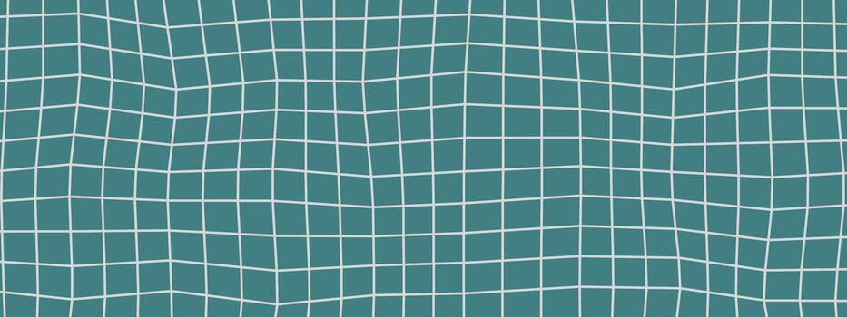 Teal grid pattern backdrop. Notebook paper lines form squares with wavy, hand-drawn checker texture. seamless school sheet. Graph page template for math education materials and abstract design. vector