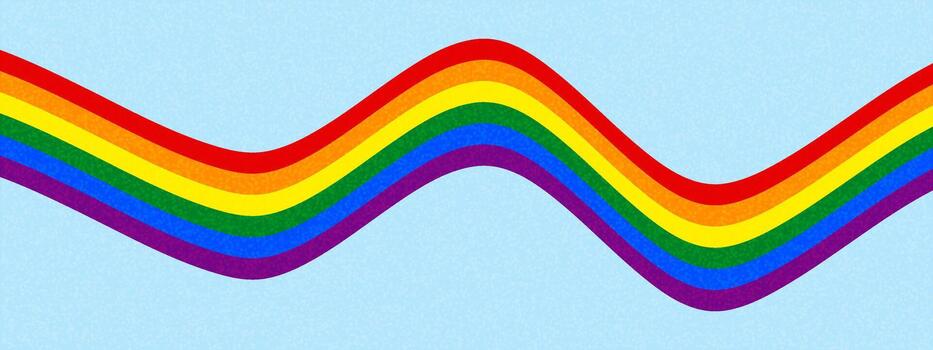 Pride wave flag rainbow LGBT background with flowing ribbon stripes. banner features wavy month design in spectrum colors. Abstract pattern with curved progress lines for poster layouts. vector