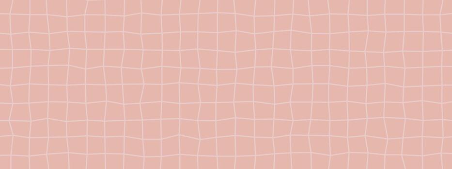 Pink paper pattern background. Notebook grid lines and squares create a checker texture with wavy, hand-drawn blocks. seamless school sheet. Graph page template for cute y2k illustrations vector