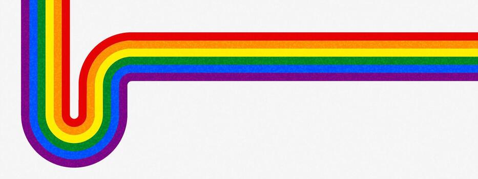 Rainbow pride wavy flag LGBT background with curved ribbon border. banner features wave groove in spectrum stripes for month celebrations. Abstract design pattern with progress lines vector