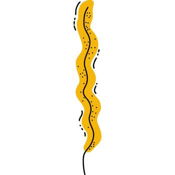 A yellow and black line drawing of a long, thin, yellow string vector