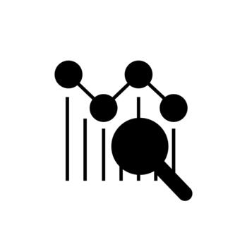 Data analysis icon. Flat data analysis symbol on white background. Search icon. vector