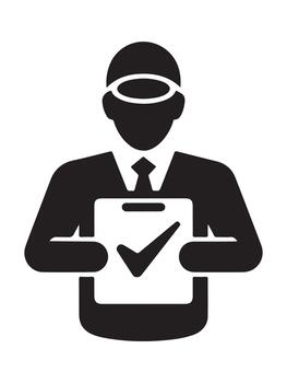 Abstract silhouette icon representing quality inspection and verification processes vector