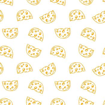Cheese design. Cheddar seamless pattern. Dairy pattern background. Mozarella illustration background. Cheese style pattern. Seamless Pattern of a Dairy Deligt. vector