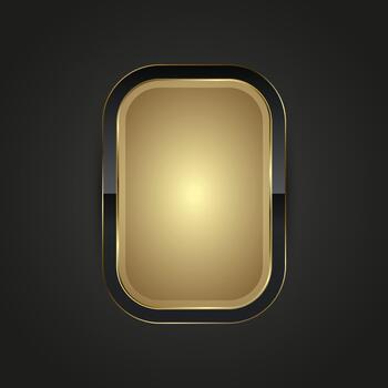 A luxurious gold web button with smooth edges and a subtle inner glow, radiating sophistication and prestige on dark background used in UI concepts vector