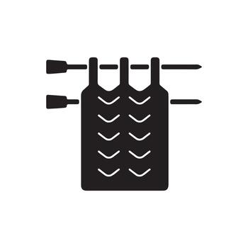 Knitting project on needles, with a textured stitch pattern and a modern, graphic style vector