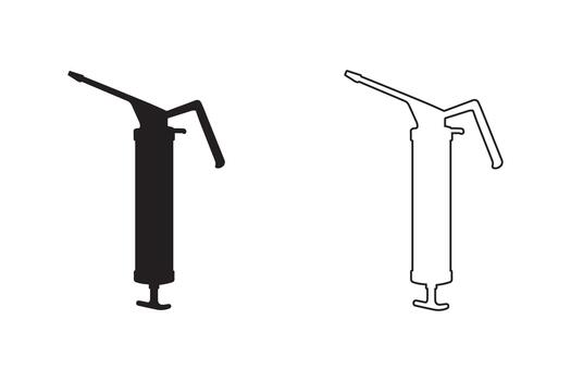 grasa pistola silueta y contorno íconos para taller y mecánico herramientas vector