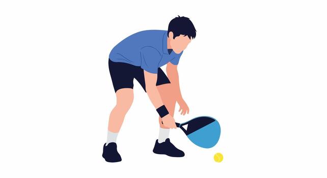 Man Playing Padel Tennis with Paddle and Ball in Minimal Style vector