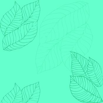 Fresh and bright background with linear pattern of leaves on a green background. Botanical print creates the effect of living nature. For eco-branding, packaging design, creating backgrounds vector