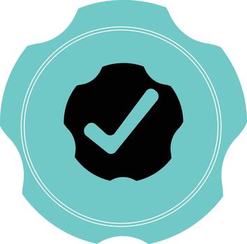 Verified Badge Icon with Check Mark on Turquoise Seal Background vector