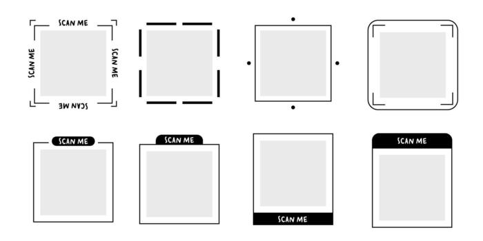 Qr Code with Scan Me Frame Set vector