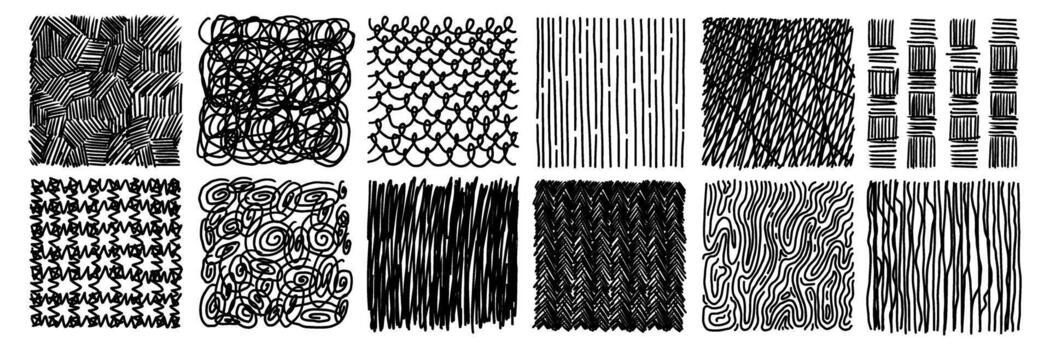 Crosshatch Line Pattern Doodle Set vector