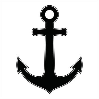 un negro silueta de un tradicional ancla con un circular lazo a el cima. vector